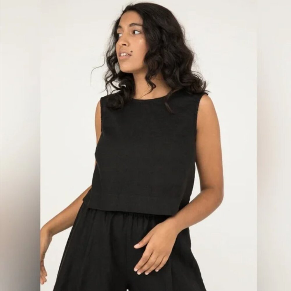 Elizabeth Suzann Petra Tank in Black Linen XS